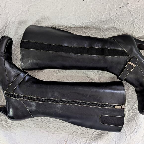 WORTHINGTON! BLACK GENUINE LEATHER ELASTIC INSET, BUCKLE & STRAP BOOTS! SZ 9M - Picture 7 of 12